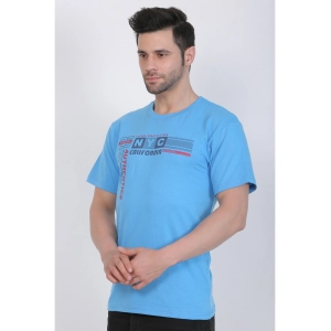 Generic Men's Cotton Jersey Round Neck Printed Tshirt (Turquoise Blue)