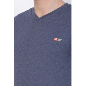 Generic Men's Cotton Jersey V Neck Plain Tshirt (Blue Melange)