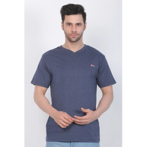 Generic Men's Cotton Jersey V Neck Plain Tshirt (Blue Melange)
