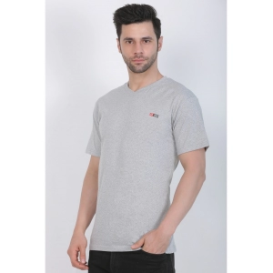 Generic Men's Cotton Jersey V Neck Plain Tshirt (Grey Melange)