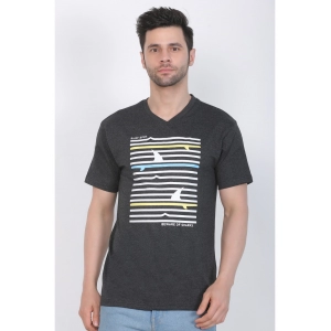 Generic Men's Cotton Jersey V Neck Printed Tshirt (Charcoal Melange)