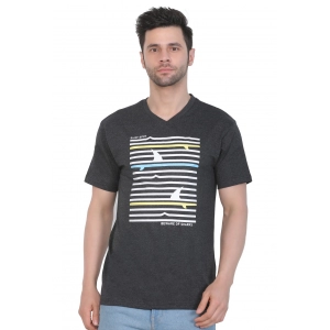 Generic Men's Cotton Jersey V Neck Printed Tshirt (Charcoal Melange)