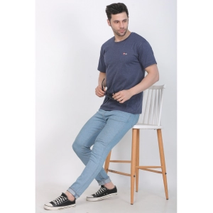 Generic Men's Cotton Jersey Round Neck Plain Tshirt (Blue Melange)