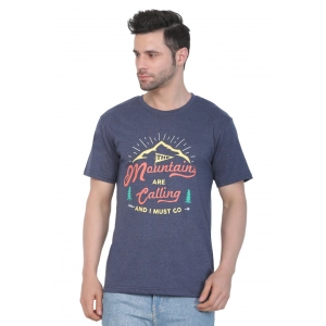 Generic Men's Cotton Jersey Round Neck Printed Tshirt (Blue Melange)