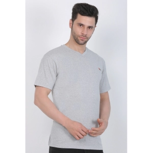 Generic Men's Cotton Jersey V Neck Plain Tshirt (Grey Melange)