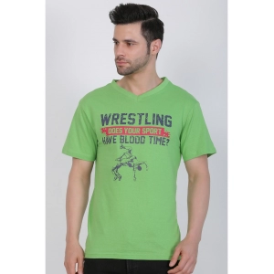 Generic Men's Cotton Jersey V Neck Printed Tshirt (Pale Green)