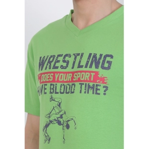 Generic Men's Cotton Jersey V Neck Printed Tshirt (Pale Green)
