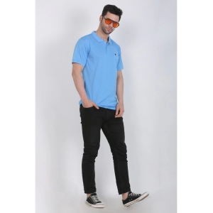 Generic Men's Poly Viscose Polo Plain Tshirt (Blue Melange)