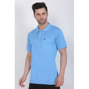 Generic Men's Poly Viscose Polo Plain Tshirt (Blue Melange)
