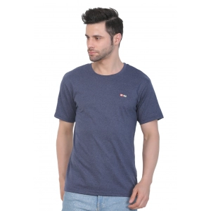 Generic Men's Cotton Jersey Round Neck Plain Tshirt (Blue Melange)