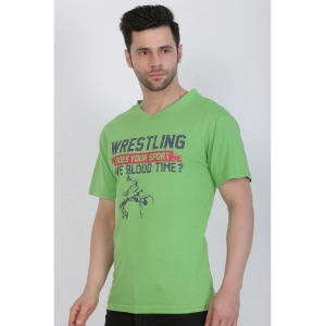 Generic Men's Cotton Jersey V Neck Printed Tshirt (Pale Green)