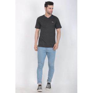 Generic Men's Cotton Jersey V Neck Plain Tshirt (Charcoal Melange)