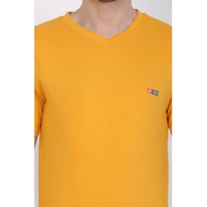Generic Men's Cotton Jersey V Neck Plain Tshirt (Mustard Yellow)