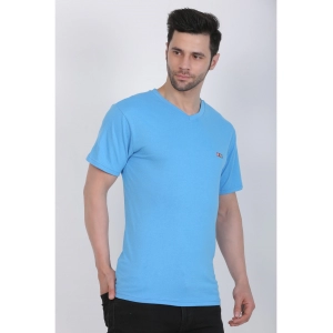 Generic Men's Cotton Jersey V Neck Plain Tshirt (Turquoise Blue)