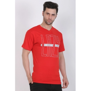 Generic Men's Cotton Jersey V Neck Printed Tshirt (Red)