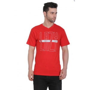 Generic Men's Cotton Jersey V Neck Printed Tshirt (Red)