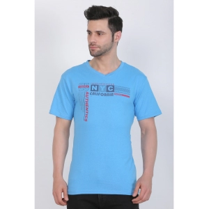 Generic Men's Cotton Jersey V Neck Printed Tshirt (Turquoise Blue)