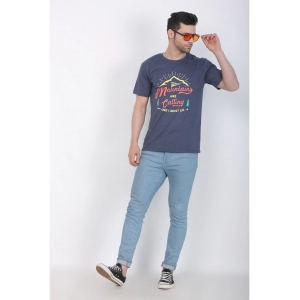 Generic Men's Cotton Jersey Round Neck Printed Tshirt (Blue Melange)