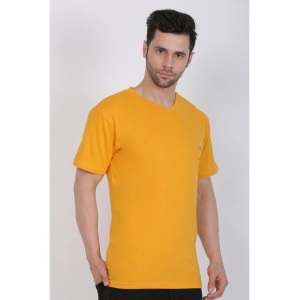 Generic Men's Cotton Jersey V Neck Plain Tshirt (Mustard Yellow)