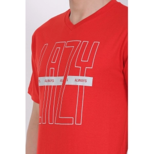 Generic Men's Cotton Jersey V Neck Printed Tshirt (Red)
