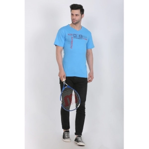 Generic Men's Cotton Jersey V Neck Printed Tshirt (Turquoise Blue)