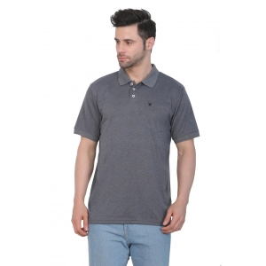 Generic Men's Poly Viscose Polo Plain Tshirt (Charcoal Melange)