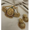 Women's Traditional Temple Necklace and Earrings Set in Gold (Multi Color, Free Size)