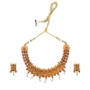 Women's Temple Necklace and Earrings Set in Gold Plating (Multi Color, Free Size)