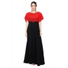 Dropship Women's Crepe Solid Sleeveless Full Length Gown(Red Black)