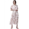 Dropship Women's Crepe Floral Half Sleeves Full Length Gown(White)