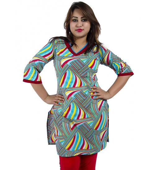 Women's Rayon Kurtis (Red, Multi, S)