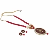 Dropship Women's Stylish Maroon Golde Plated Traditional Kundan Necklace Set with Earrings (Color: Red)