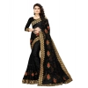 Women's Net Saree With Blouse (Black, 5-6Mtrs)