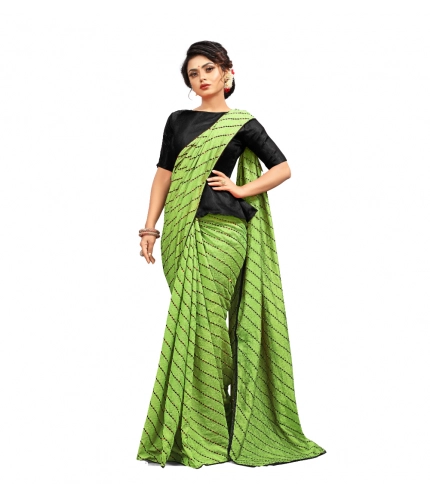 Women's Vichitra Saree with Blouse (LightGreen, 5-6 Mtrs)