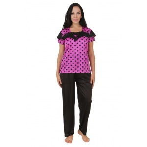 Women's Satin Top And Pyjama Set Mega Sleeve(Color: Sandal, Neck Type: Square Neck)