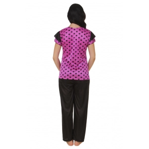 Women's Satin Top And Pyjama Set Mega Sleeve(Color: Sandal, Neck Type: Square Neck)