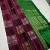 Dropship Women's Borderless Kanjivaram Silk Sarees With Unstitched Blouse (Brown)