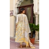 Dropship Women's Cotton Blend Printed Work Kurti With Bottom And Dupatta Set (Yellow)