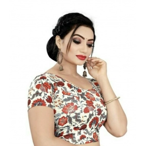 Generic Women's Short Sleeve Lycra Blend Readymade Blouse (Multi Color, Free Size: Up To 34 Inch)