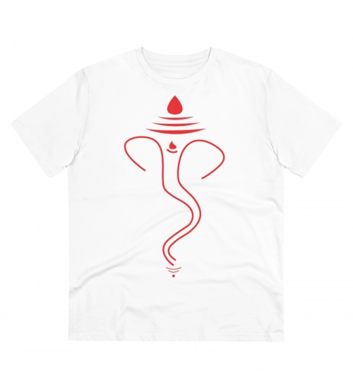 Men's PC Cotton Ganesh Printed T Shirt (Color: White, Thread Count: 180GSM)