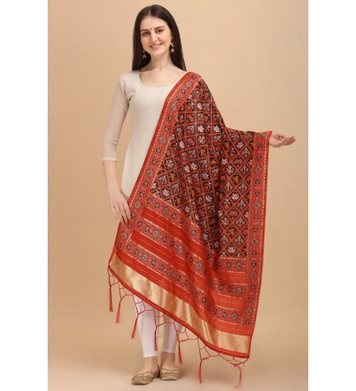 Women's Silk Pure Zari weaving Duppatta (Maroon, Length: 2-2.3 Mtrs)
