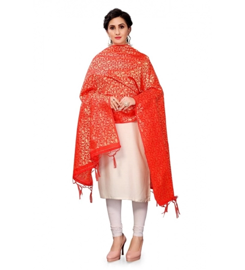 Women's Silk Pure weaving Work Duppatta (Red, Length: 2-2.3 Mtrs)