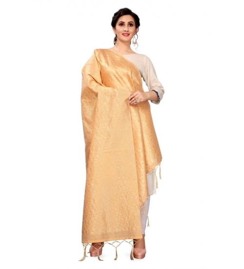 Women's Silk Pure weaving Work Duppatta (Beige, Length: 2-2.3 Mtrs)