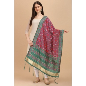Generic Women's Silk Pure Zari weaving Duppatta (Purple, Length: 2-2.3 Mtrs)