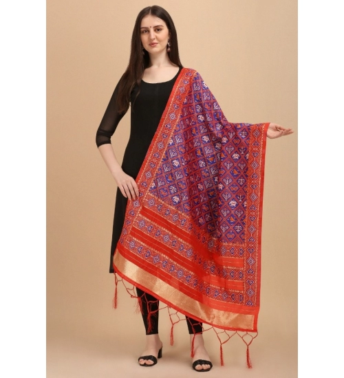 Women's Silk Pure Zari weaving Duppatta (Purple, Length: 2-2.3 Mtrs)