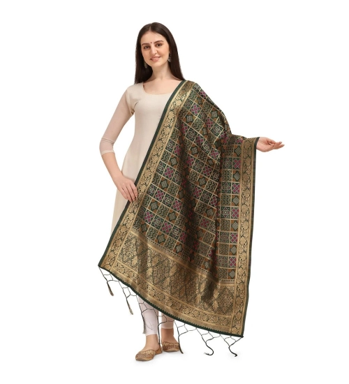 Women's Silk Pure weaving Work Duppatta (Green, Length: 2-2.3 Mtrs)