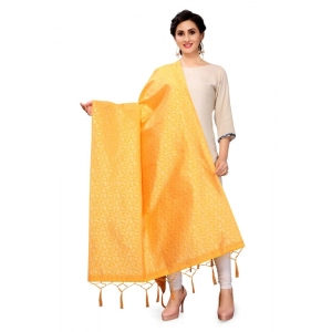 Generic Women's Silk Pure weaving Work Duppatta (Honey, Length: 2-2.3 Mtrs)