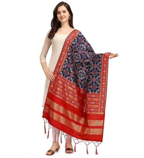 Women's Silk Pure weaving Work Duppatta (Navy Blue, Length: 2-2.3 Mtrs)