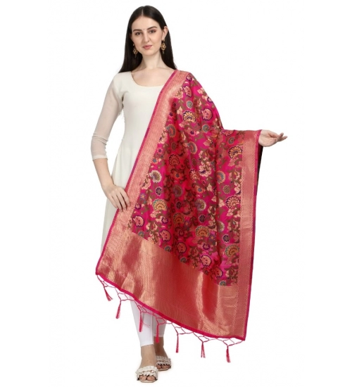 Women's Silk Pure Zari weaving Duppatta (red, Length: 2-2.3 Mtrs)