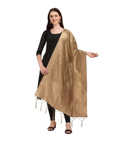 Women's Silk Pure Zari weaving Duppatta (Beige, Length: 2-2.3 Mtrs)